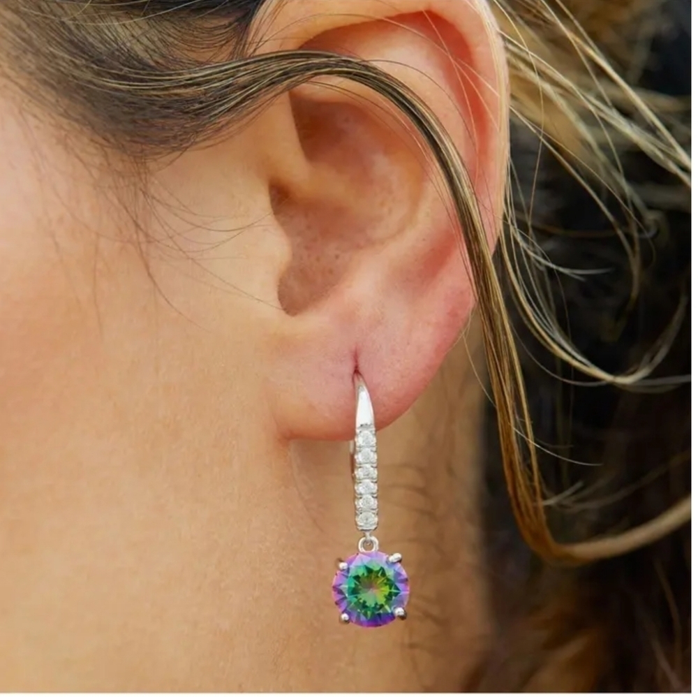 Sterling Silver Mystic Topaz & CZ Drop Earrings Savvy Cie Jewels O/S